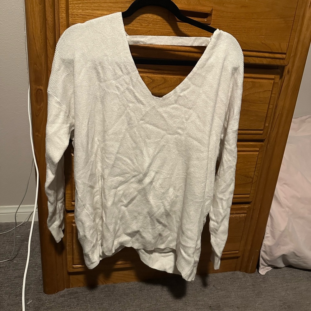Windsor White V-Neck Sweater